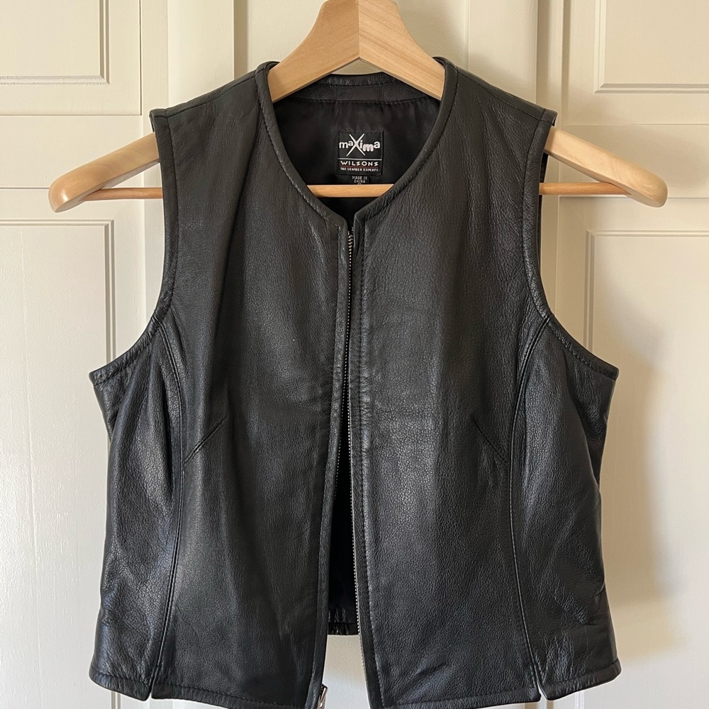 Wilsons Leather Black Women's Biker Vest
